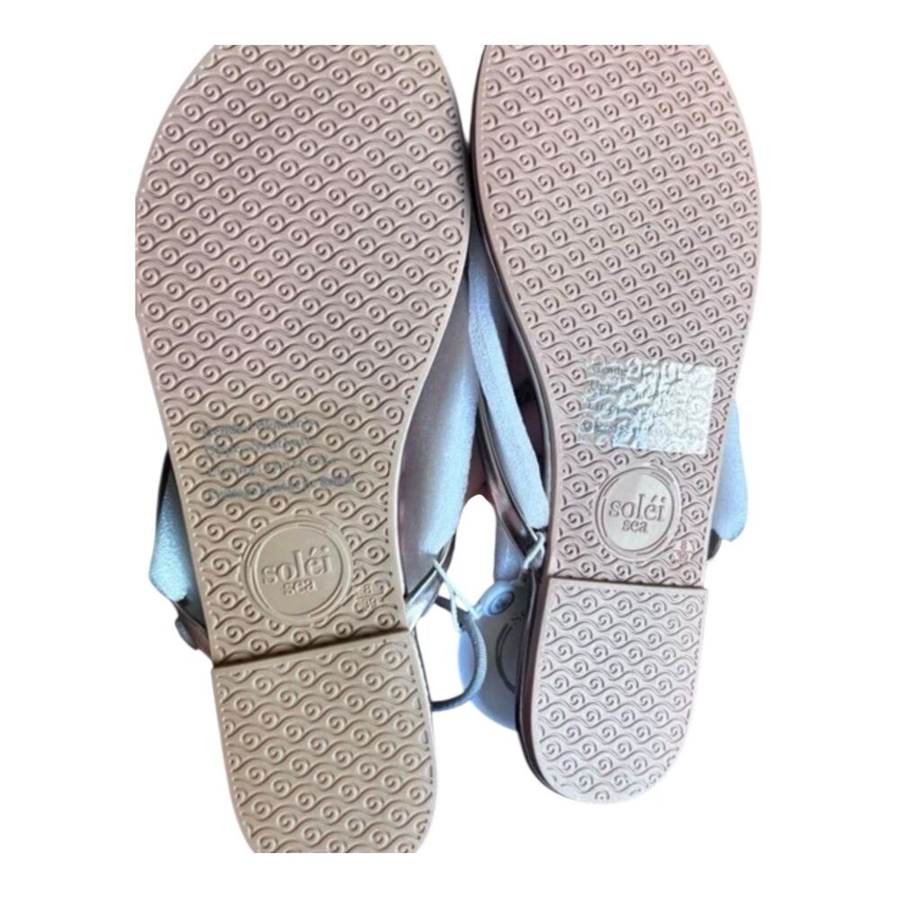FREE PEOPLE SOLEI SEA Sz 9 (8-8.5) Around Town Metallic Pewter Flip Flop Sandal - Picture 6 of 8
